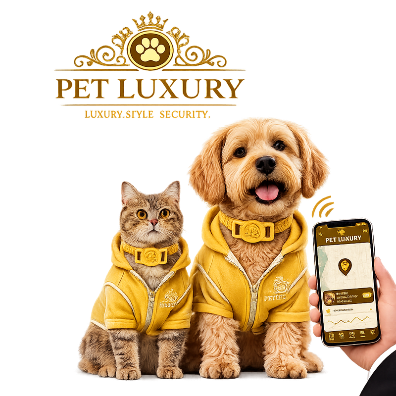 Pet Luxury Glamour Collar Cat Dog Tracker Holder – Yellow Edition