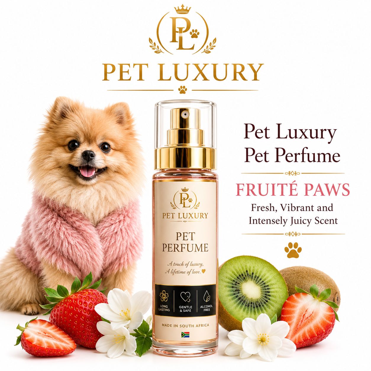 Pet Luxury Pet Perfume - Fruité Paws | Fresh, Vibrant and Intensely Juicy Scent Pet Luxury Pet Perfume - Fruité Paws | Fresh, Vibrant and Intensely Juicy Scent