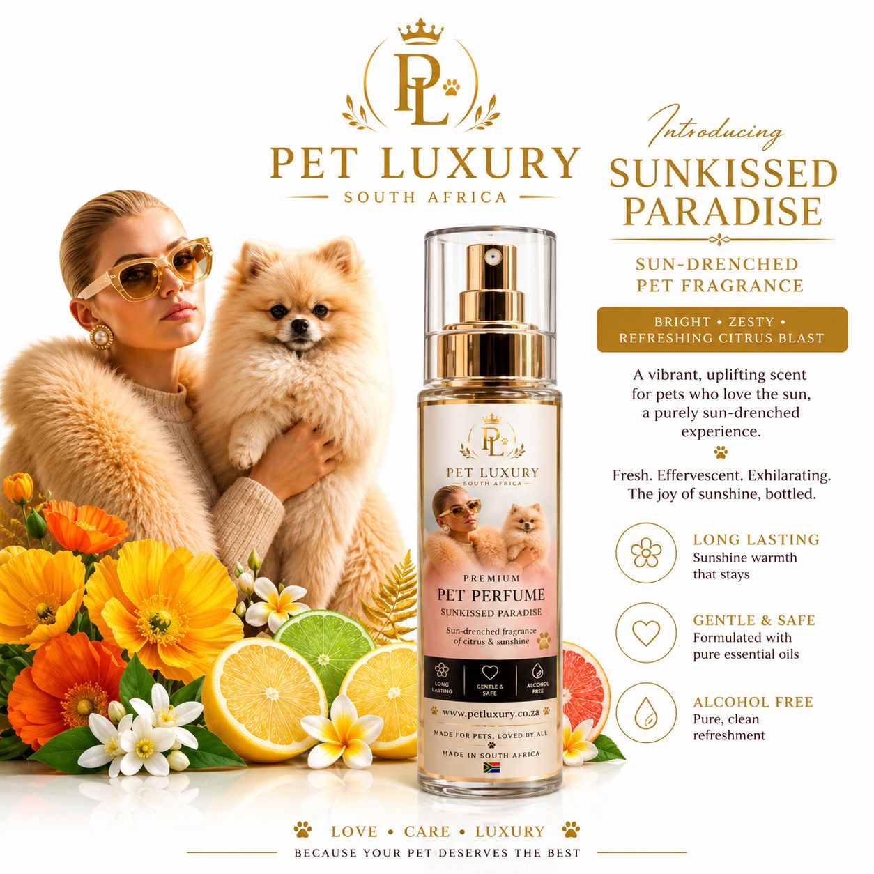Pet Luxury Pet Perfume - Sunkissed Paradise | Zesty, Refreshing Citrus Blast for Pets