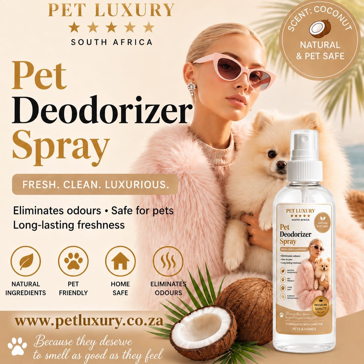 Pet Luxury South Africa Pet Deodorizer Spray - Coconut