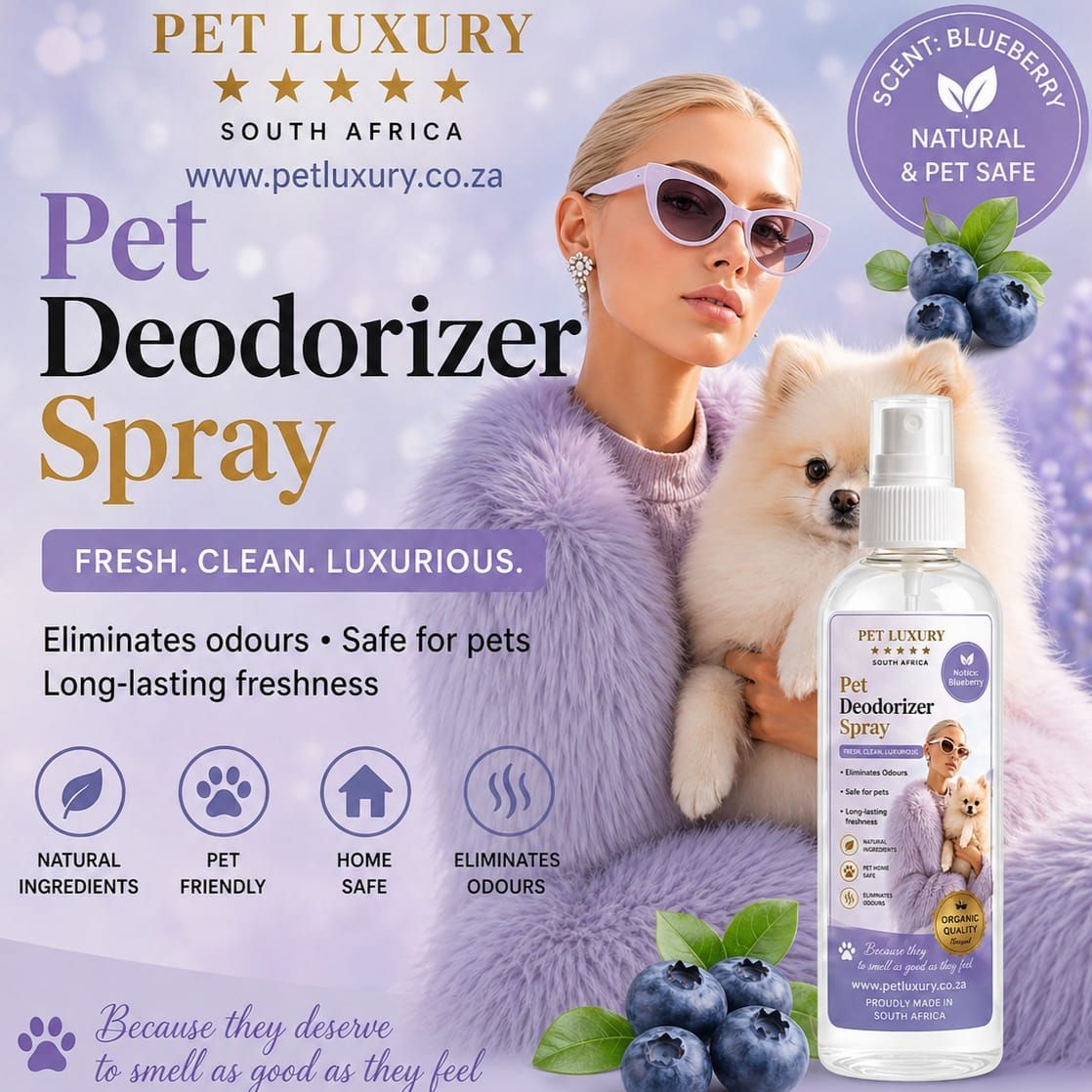 Pet Luxury South Africa Pet Deodorizer Spray - Blueberry