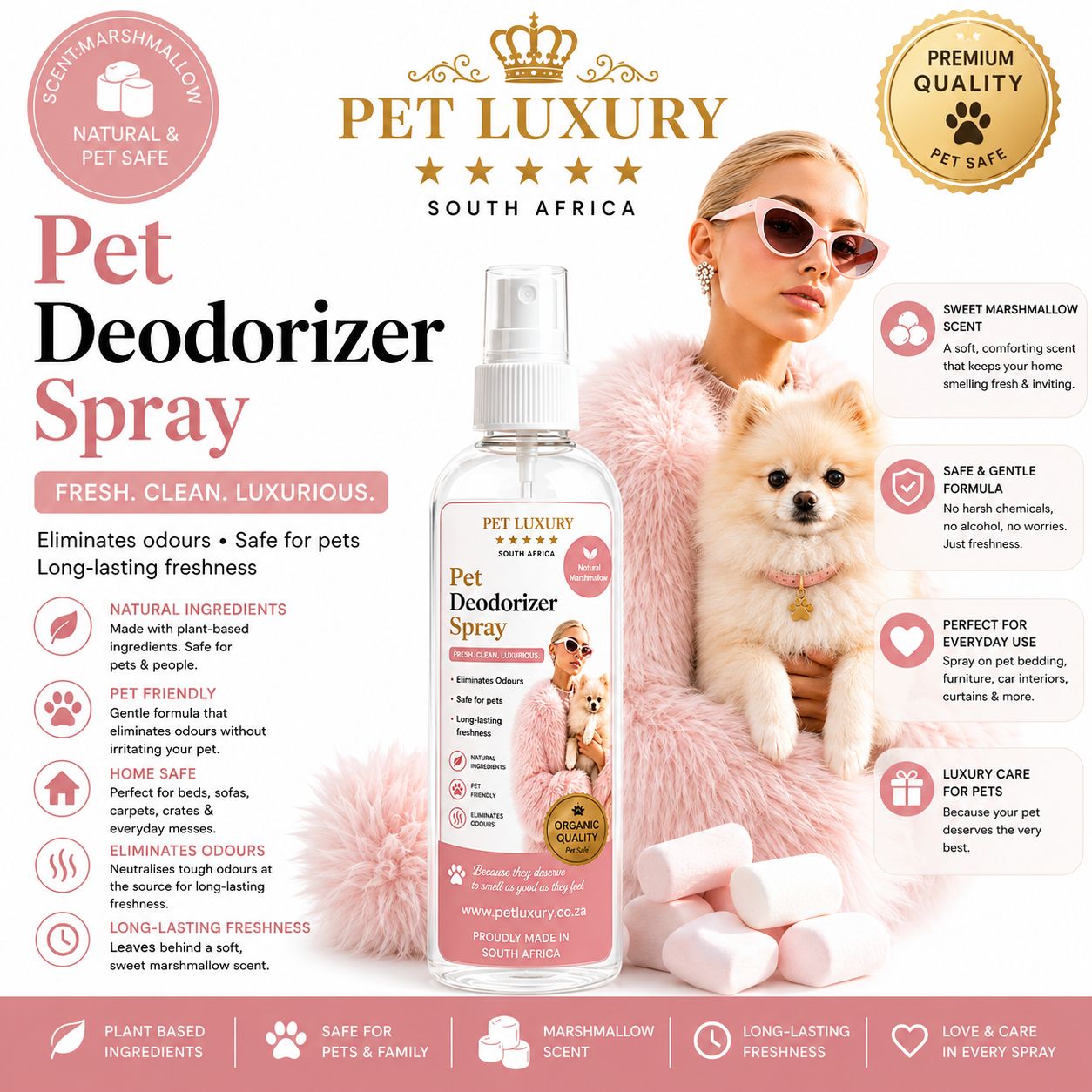 Pet Luxury South Africa Pet Deodorizer Spray - Marshmallow Pet Luxury South Africa Pet Deodorizer Spray - Marshmallow