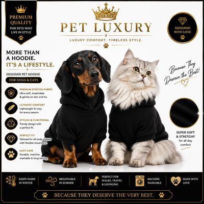 Pet Luxury Designer Dog Hoodie Shirt – Black
