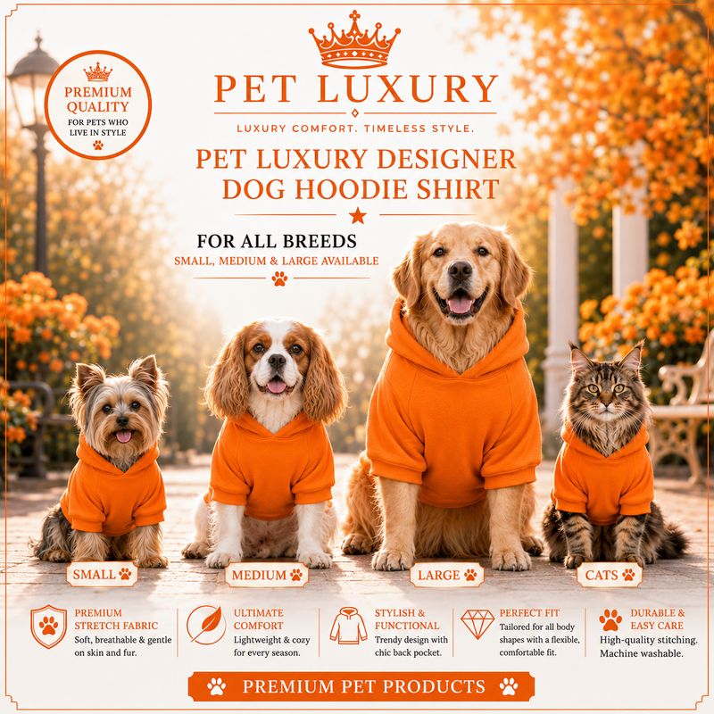 Pet Luxury Designer Dog Hoodie Shirt Jersey – Orange