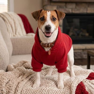 Designer Dog Hoodie Shirt - Red