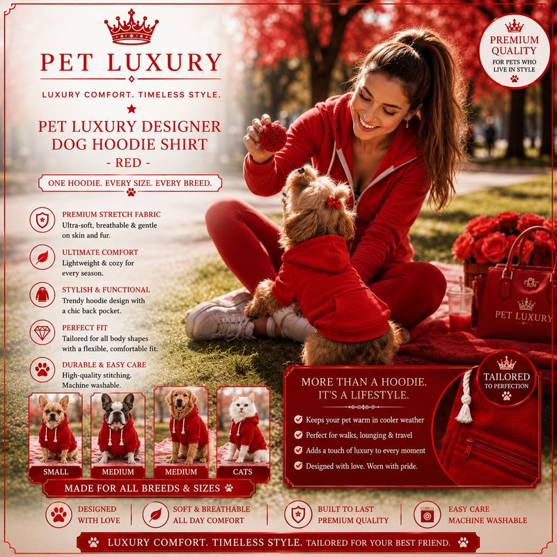 Pet Luxury Designer Dog Hoodie Shirt Jersey – Red