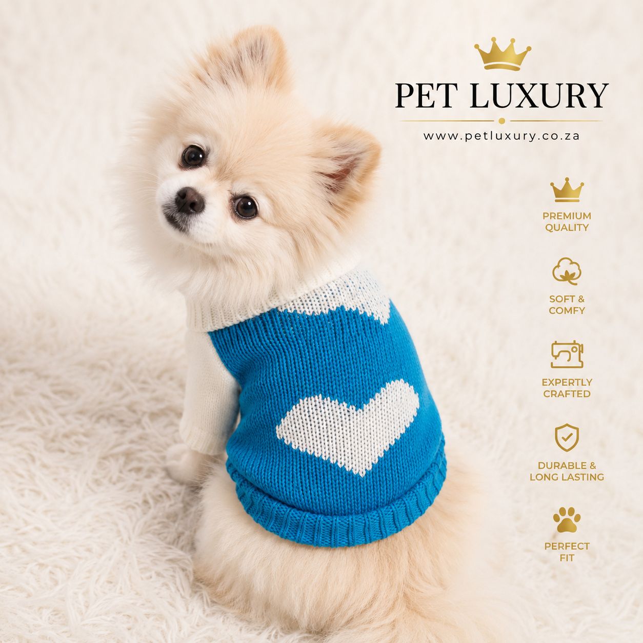 Pet Luxury Love Pup Pullover Jersey Shirt – Blue & White