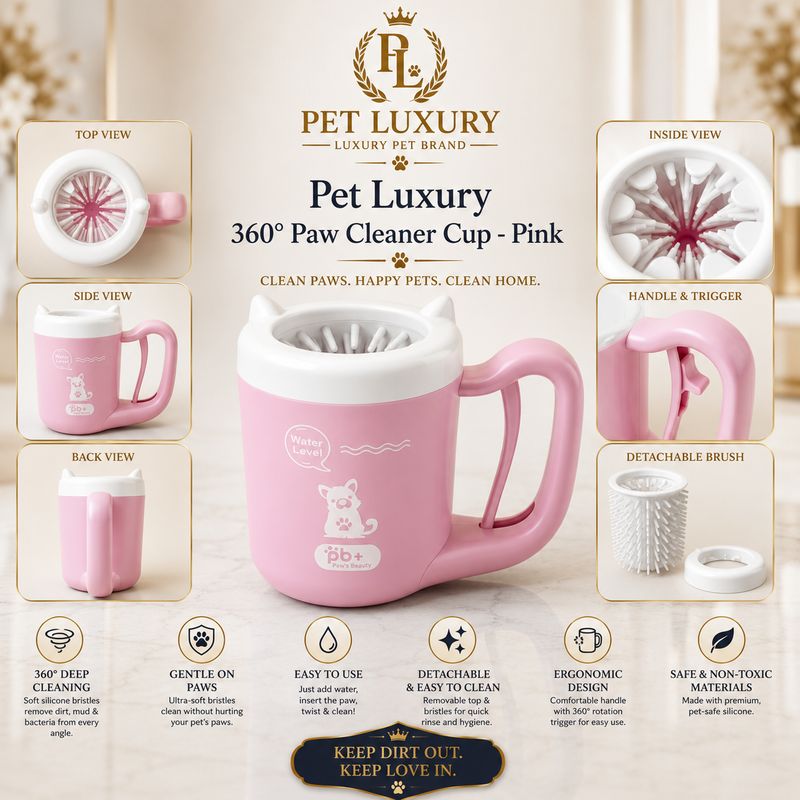 Pet Luxury 360° Dog And Cat Paw Cleaner Cup - Pink