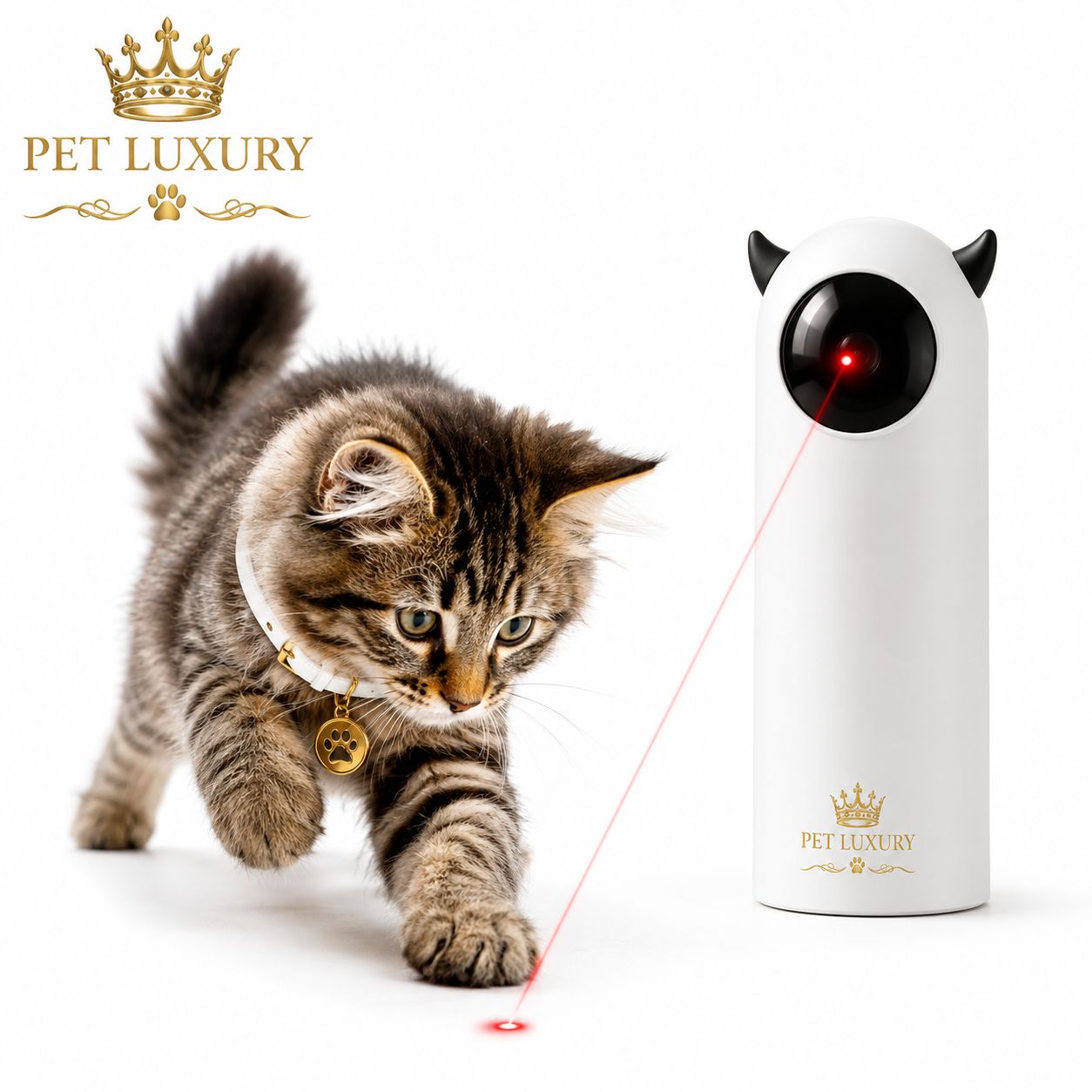 White Devil Automatic Laser Cat Toy - USB Rechargeable Interactive Pet Toy with Motion Sensor for Indoor Cats White Devil Automatic Laser Cat Toy - USB Rechargeable Interactive Pet Toy with Motion Sensor for Indoor Cats