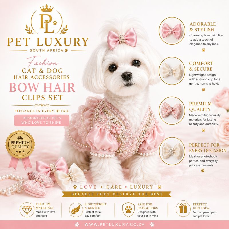 Pet Luxury Fashion - Cat & Dog Hair Accessories Bow Hair Clips Set
