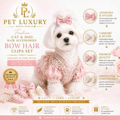 Pet Luxury Fashion - Cat & Dog Hair Accessories Bow Hair Clips Set