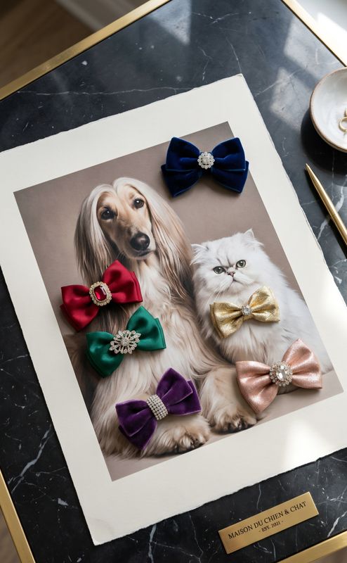 Pet Luxury Glamorous Royal Hair Bows – Set of 4 for Dogs & Cats