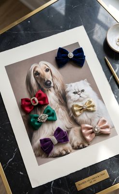 Pet Luxury Glamorous Royal Hair Bows – Set of 4 for Dogs & Cats