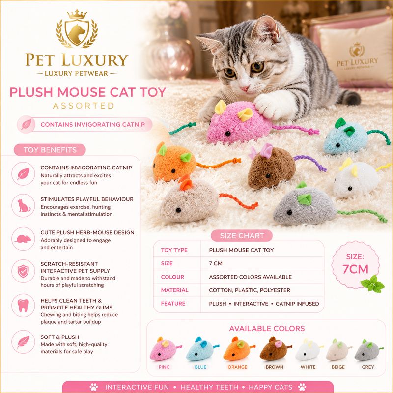 Pet Luxury Cat Mouse Interactive Toy - Grey
