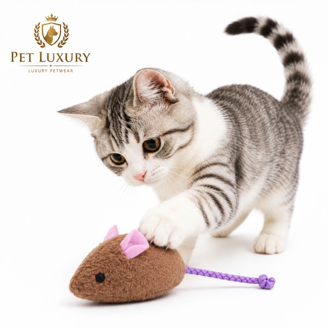 Pet Luxury Cat Mouse Interactive Toy - Brown
