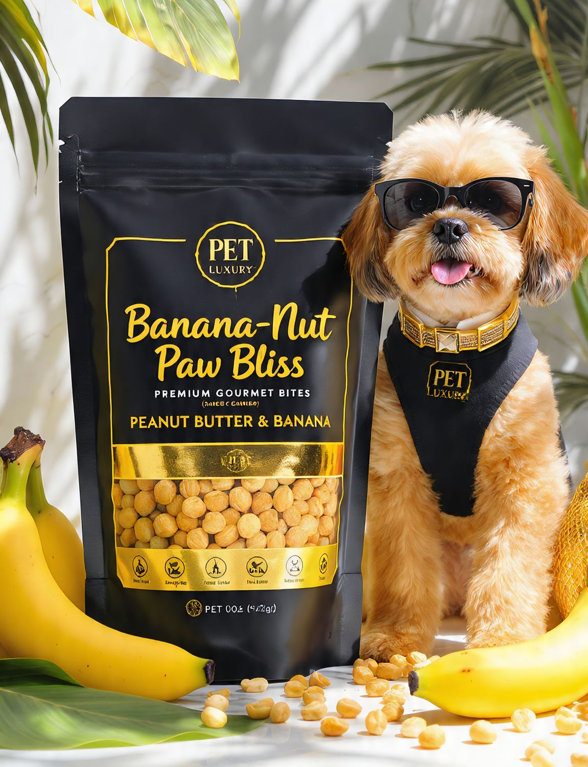 Banana-Nut Paw Bliss Premium Gourmet Bites – Peanut Butter & Banana
