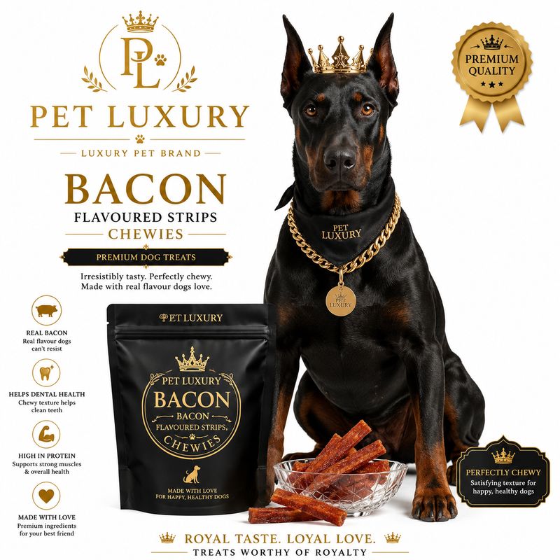 Pet Luxury Bacon Flavoured Strips Chewies - Dog Treats Pet Luxury Bacon Flavoured Strips Chewies - Dog Treats