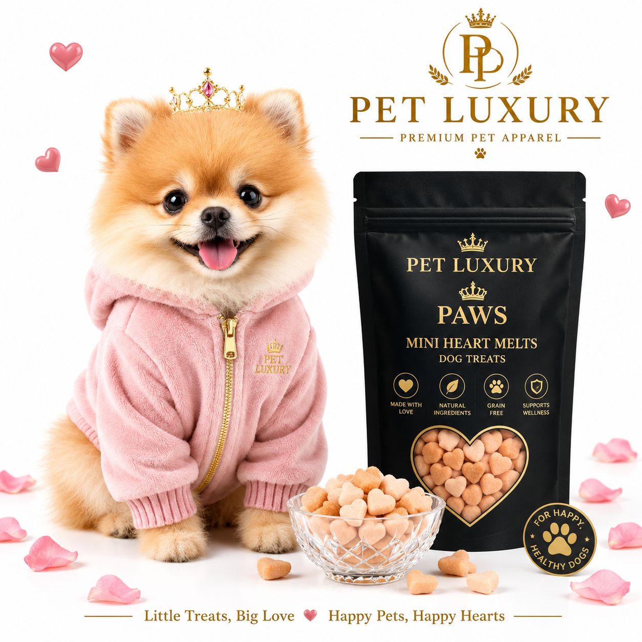 Pet Luxury Paws Mini Heart Melts Dog Treats