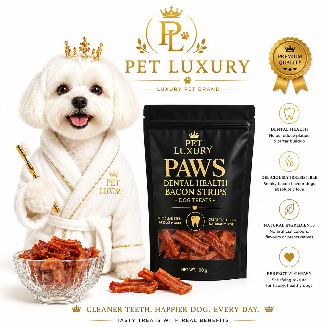 Pet Luxury Paws Dental Health Bacon Strips Chewies - Dog Treats Pet Luxury Paws Dental Health Bacon Strips Chewies - Dog Treats