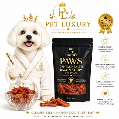 Pet Luxury Paws Dental Health Bacon Strips Chewies - Dog Treats