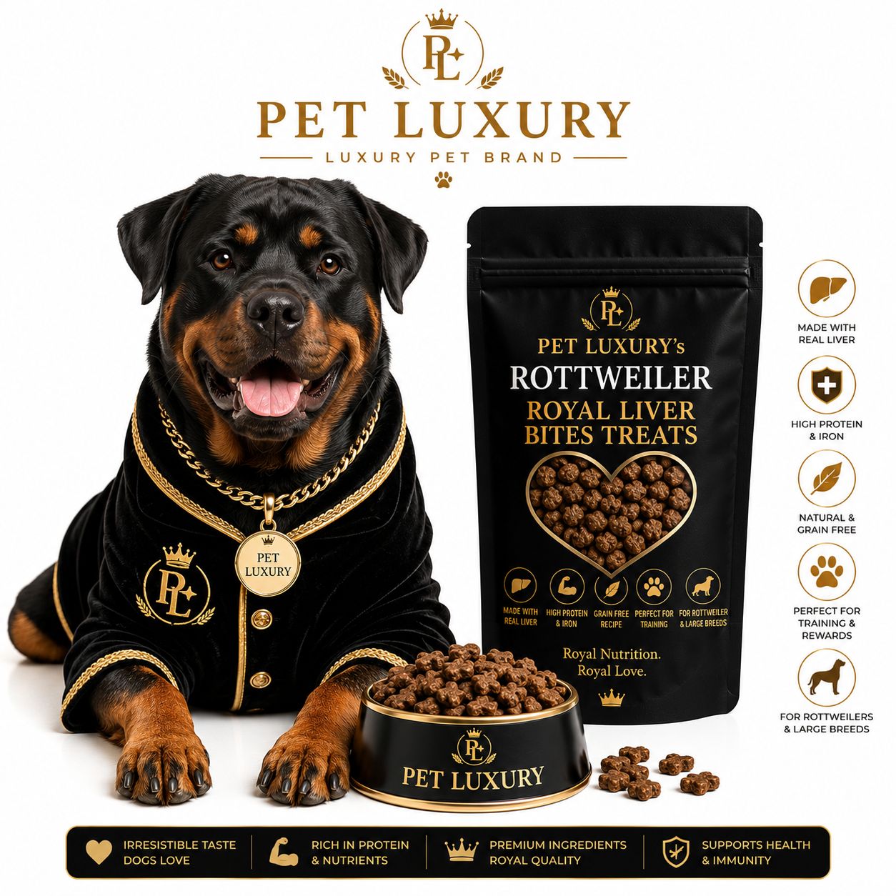 PET LUXURY’s Rottweiler Royal Liver Bites Treats