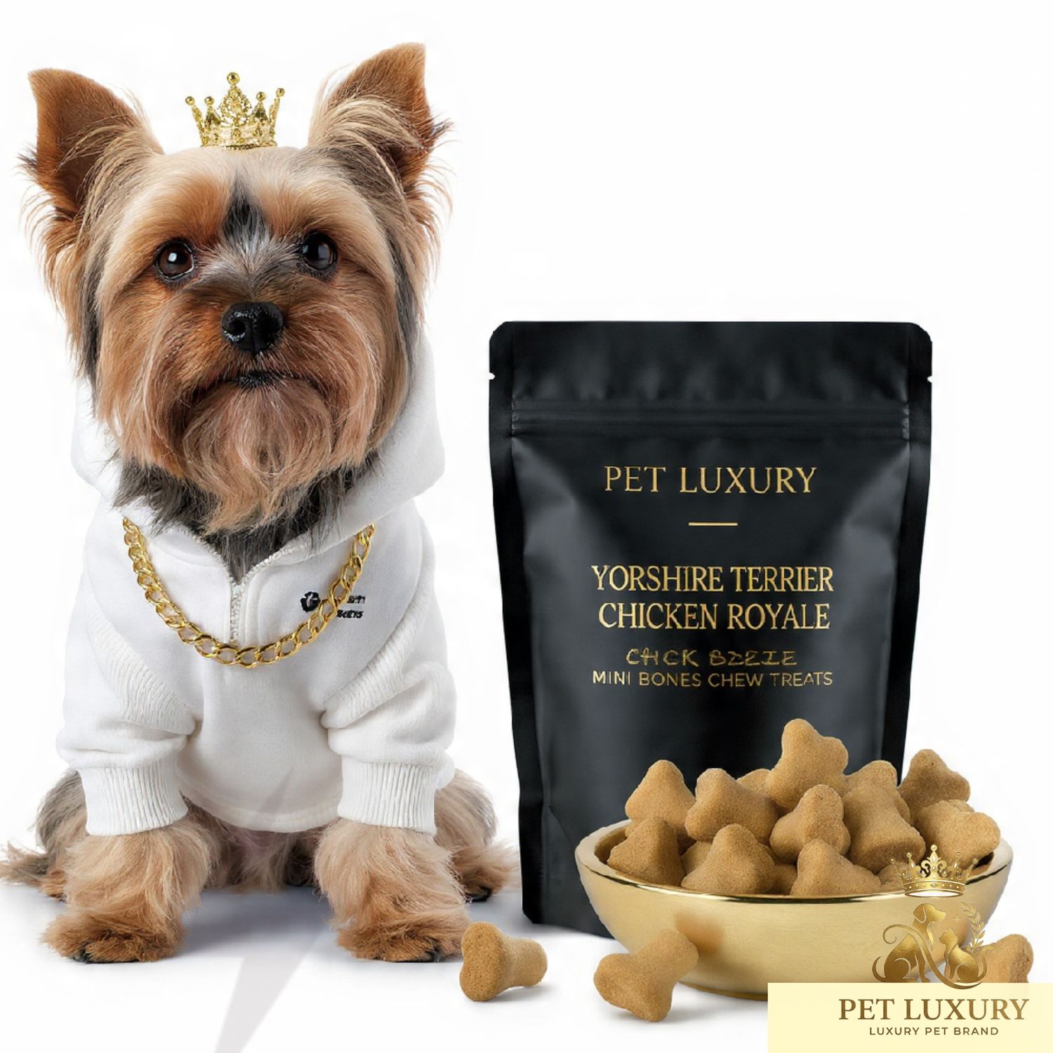 PET LUXURY Yorkshire Terrier Chicken Royale Mini Bones Chew Treats PET LUXURY Yorkshire Terrier Chicken Royale Mini Bones Chew Treats