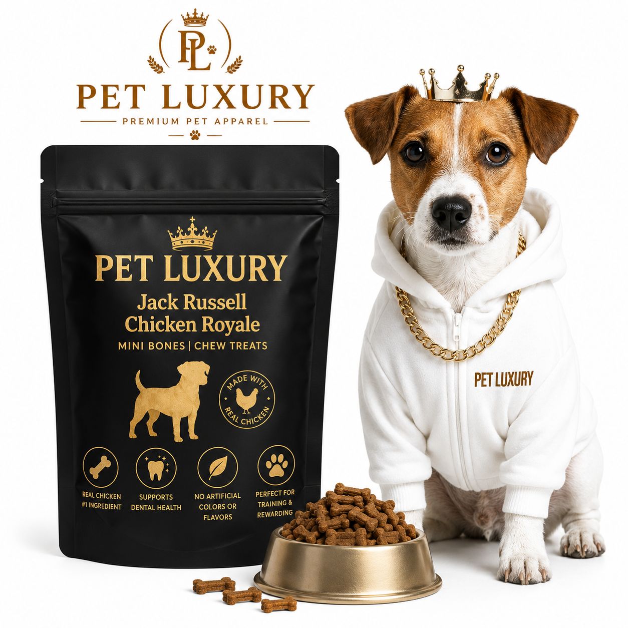 PET LUXURY Jack Russell Chicken Royale Mini Bones Chew Treats PET LUXURY Jack Russell Chicken Royale Mini Bones Chew Treats