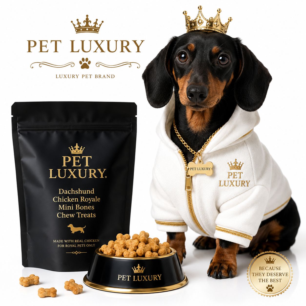 PET LUXURY Dachshund Chicken Royale Mini Bones Chew Treats