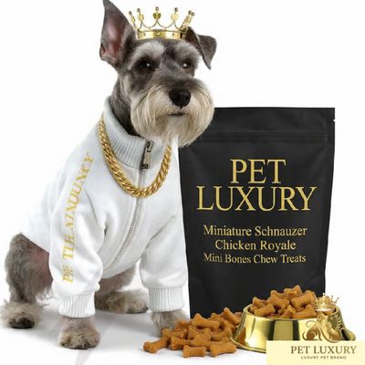 PET LUXURY Miniature Schnauzer Chicken Royale Mini Bones Chew Treats PET LUXURY Miniature Schnauzer Chicken Royale Mini Bones Chew Treats