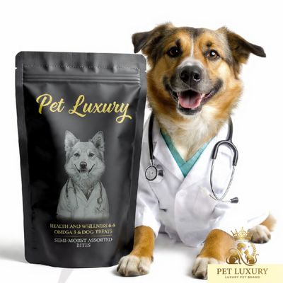 Pet Luxury Health And Wellness & Omega 3 & 6 Dog Treats – Semi-Moist Assorted Bites Pet Luxury Health And Wellness & Omega 3 & 6 Dog Treats – Semi-Moist Assorted Bites
