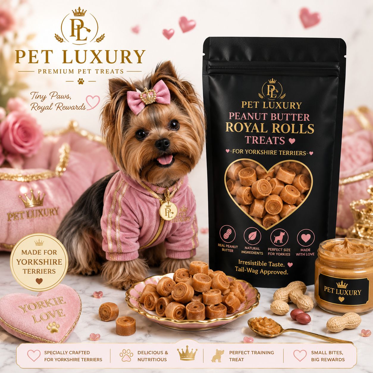 Pet Luxury Peanut Butter Royal Rolls Treats – For Yorkshire Terriers