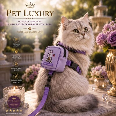 PET LUXURY | Cat Explorer Backpack Harness Set – Lavender Purple