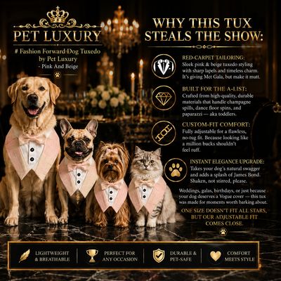 Fashion Forward Dog Tuxedo by Pet Luxury - Pink And Beige