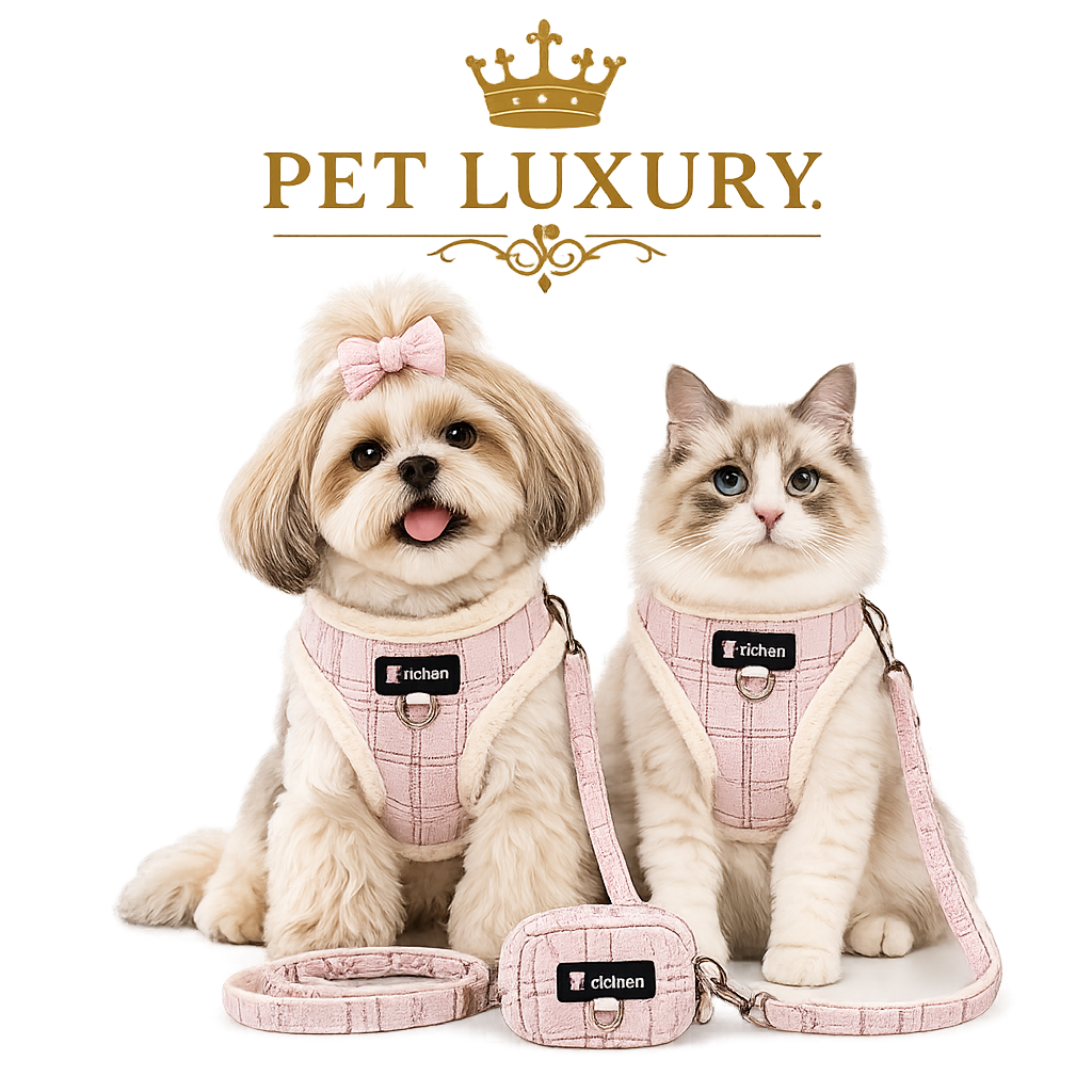 Pet Luxury CozyPaws Fleece Baby Pink Harness Walk Set with Leash & Pouch – Premium for Dogs & Cats
