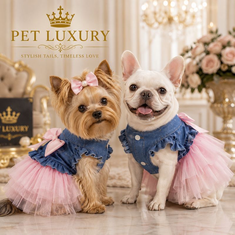 Stylish Tails Pet Luxury Denim Tutu Pink Dress