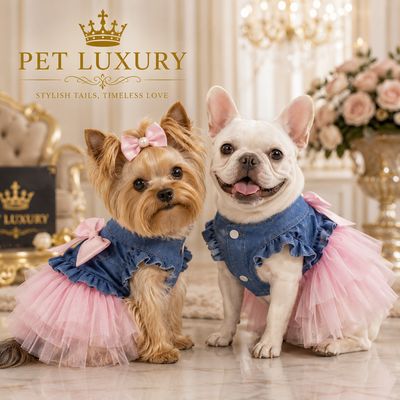 Stylish Tails Pet Luxury Denim Tutu Pink Dress