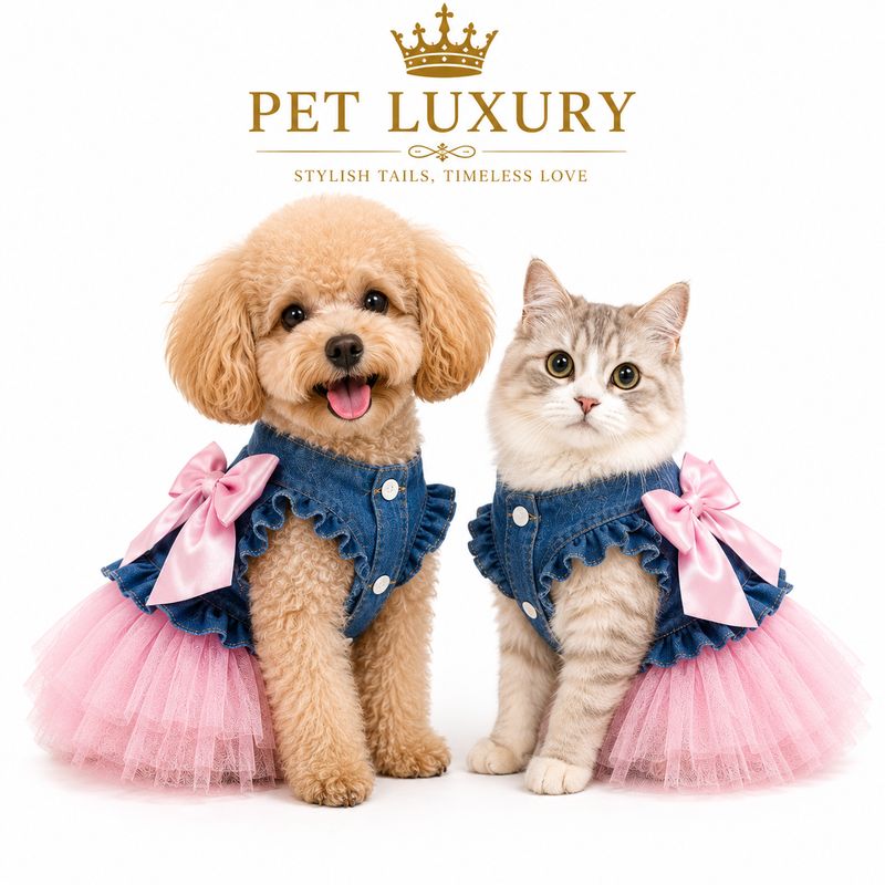 Stylish Tails Pet Luxury Denim Tutu Pink Dress Stylish Tails Pet Luxury Denim Tutu Pink Dress