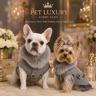 Pet Luxury New York Fashion Furry Dog Jacket - Gray
