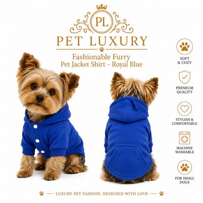 Pet Luxury – Fashionable Furry Pet Jacket Shirt – Royal Blue
