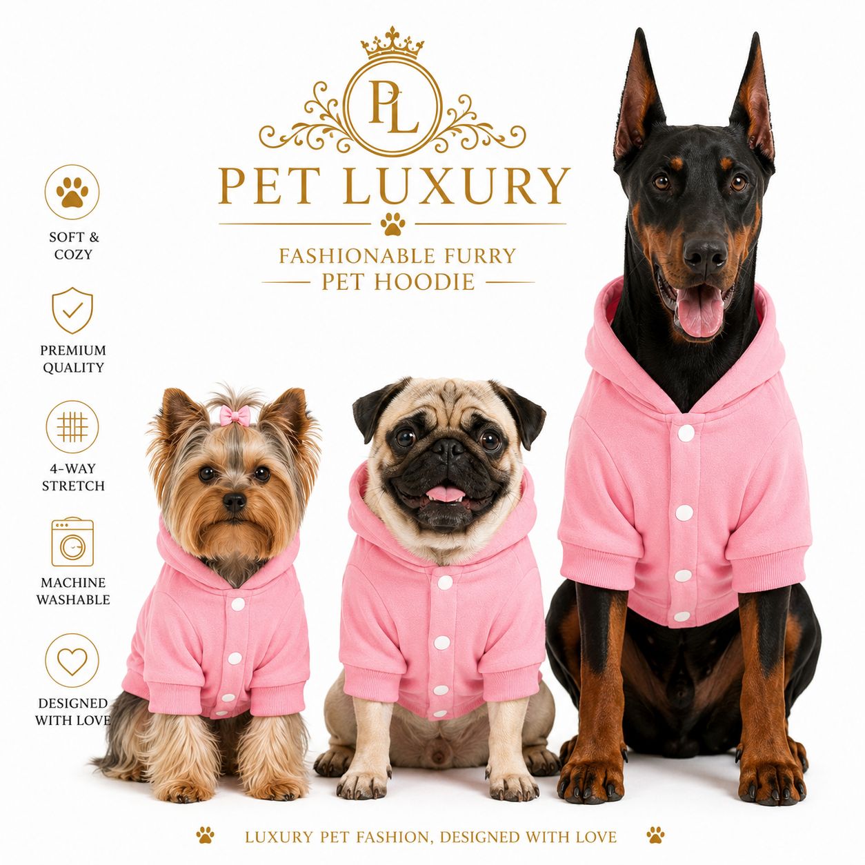 Pet Luxury – Fashionable Furry Pet Jacket Shirt – Baby Pink Pet Luxury – Fashionable Furry Pet Jacket Shirt – Baby Pink