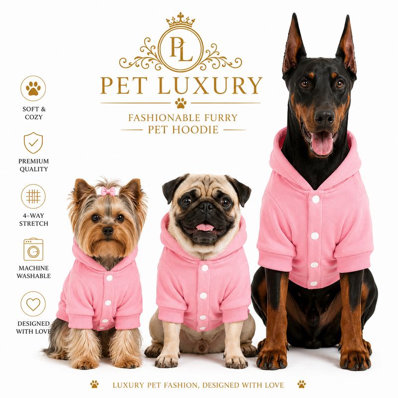 Pet Luxury – Fashionable Furry Pet Jacket Shirt – Baby Pink
