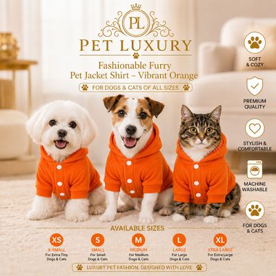 Pet Luxury – Fashionable Furry Pet Jacket Shirt – Vibrant Orange