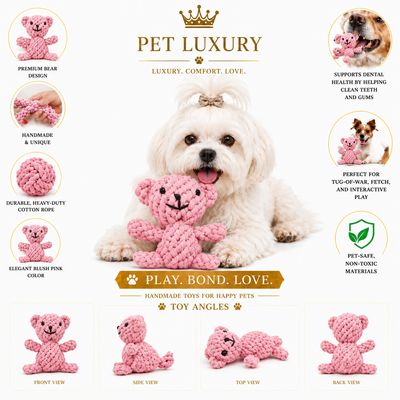 Pet Luxury Blush Belle Bear – The Rosé Rope Teddy
