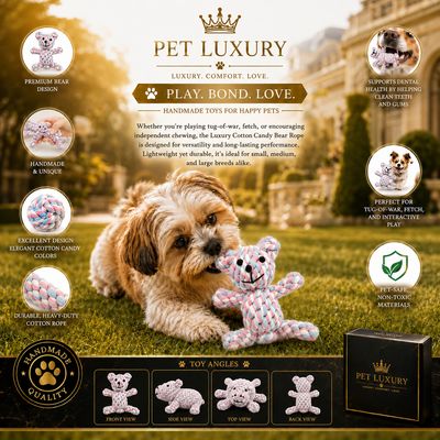 Pet Luxury Cotton Candy Bear Dog Rope Chew Toy – Premium Rope Chew