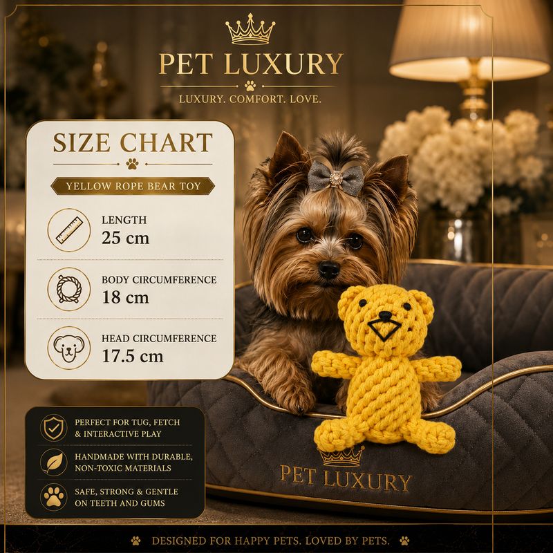 Pet Luxury Yellow Hand Made Rope Bear Dog Toy – Premium Rope Chew