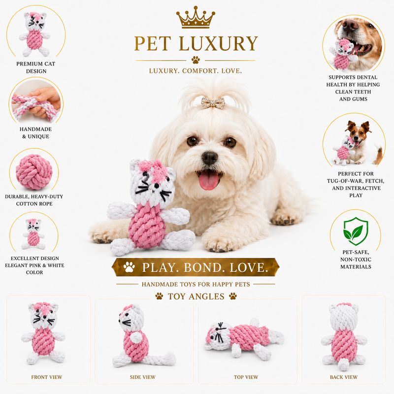 Pet Luxury Pink Kitty Rope Chew Toy – Premium Rope Chew | Pet Luxury South Africa