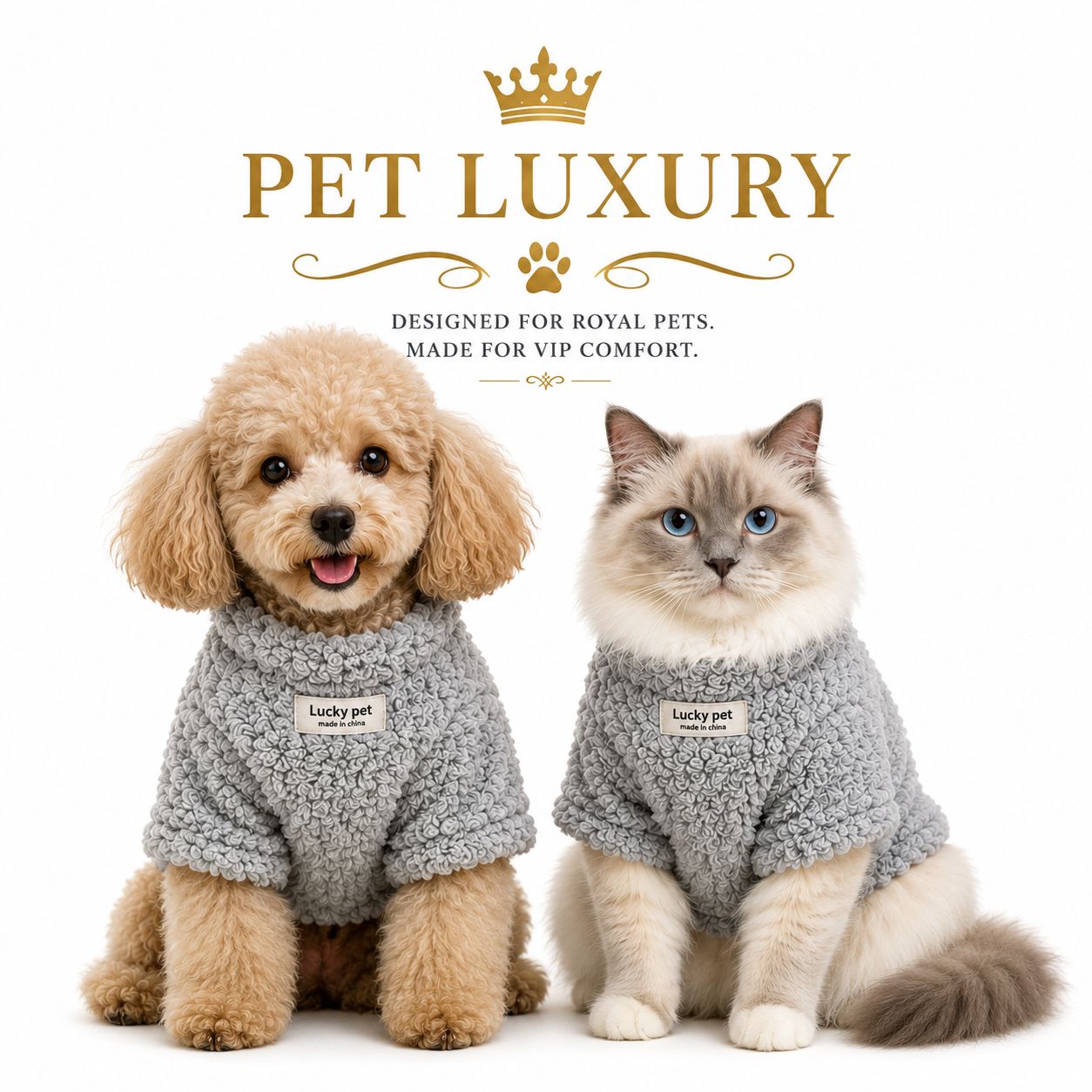 Pet Luxury Fluffy Shirt Jersey Clothing – Gray Pet Luxury Fluffy Shirt Jersey Clothing – Gray