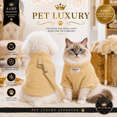 Pet Luxury Fluffy A-List Dog & Cat Jersey Shirt with Harness Clip – Yellow | 2-in-1 Winter Sweater for Easy Walks Pet Luxury Fluffy A-List Dog & Cat Jersey Shirt with Harness Clip – Yellow | 2-in-1 Winter Sweater for Easy Walks