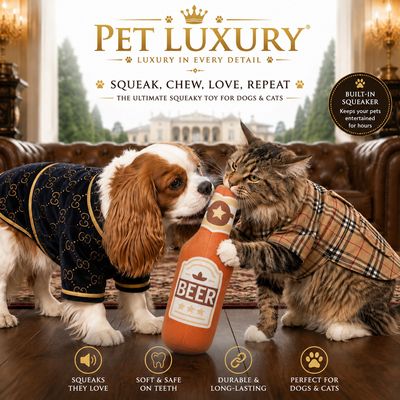 Pet Luxury Refreshments Dog Squeaky Plush Toy - Orange Brown