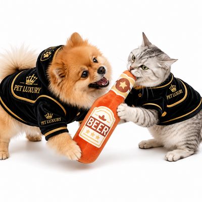 Pet Luxury Refreshments Dog Squeaky Plush Toy - Orange Brown Pet Luxury Refreshments Dog Squeaky Plush Toy - Orange Brown
